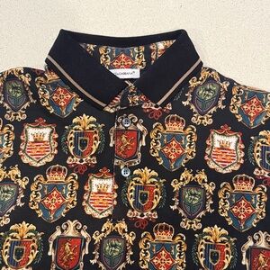 Dolce & Gabbana Black Polo with Multicolor Heraldic Crest Print Boys JR